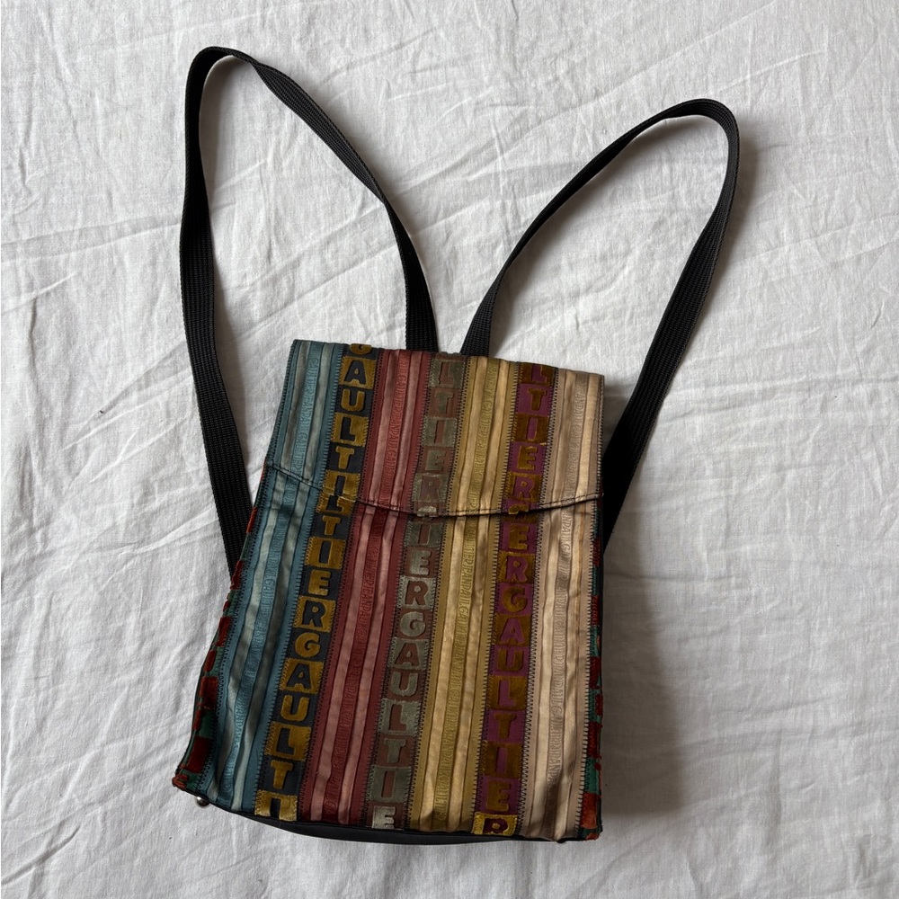 Rare 1990s Jean Paul Gaultier Ribbon-Panel Backpack